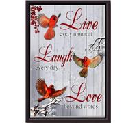 Póster "Vive cada momento, ríe, ama más allá de las palabras", decoración de pared, regalo para amantes de los colibríes, parejas de flores, bodas, inauguración de la casa, impresiones en lienzo