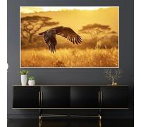 Póster y lámina de águila al atardecer en la pradera. Cuadro de arte mural natural. Pintura moderna sobre lienzo para la decoración del hogar en la sala de estar (60x90cm).