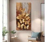 Póster y láminas de lienzo con diseño abstracto moderno de mariposa dorada, arte de pared de estilo nórdico para la decoración del hogar y la sala de estar (50 x 100 cm/marco interno).