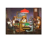 Póster y láminas divertidas de perros jugando al póker Cuadro de pared con imagen de un perro pug jugando al casino Pintura sobre lienzo para tienda de mascotas (30x45cm/marco interno)