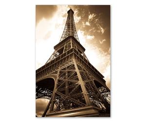 Postereck - 0145 - Torre Eiffel de París en Tono Sepia Vintage Retro - Arte de Pared Lámina, Impresión de Viajes, Decoración Francesa Clásica - Canvas - 75,0 cm x 50,0 cm