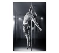 Postereck - 0418 - Pole Dance en Blanco y Negro, Hombre con Abdominales - Arte de Pared Lámina, Impresión Erótica Sexy, Decoración para Adultos - Poster - 3:2 91,0 cm x 61,0 cm