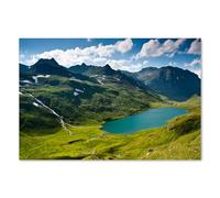 Postereck - 0770 - Lago de Montaña, Cascada, Prado, Senderismo, Naturaleza - Impresión Lámina Arte de Pared, Decoración de Paisaje Alpino, Relax - Poster - 3:2 91,0 cm x 61,0 cm