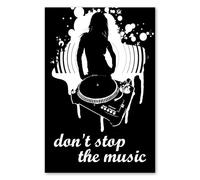 Postereck - 1772 - Cartel Don't Stop Music DJ Mujer, Toca discos - Arte de Pared Lámina, Impresión Musical Retro, Decoración Fiesta - Poster - 3:2 30,0 cm x 20,0 cm