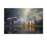 Postereck - 2352 - Asia, Elefante, Monje, Buda, Budismo, Monasterio - Impresión Lámina Arte de Pared, Decoración Espiritual, Viajes - Poster - DIN A4 21,0 cm x 29,7 cm