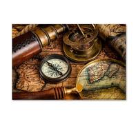 Postereck - 2604 - Brújula vintage, lupa de instrumento, prismáticos antiguos, para enseñanza, aula, escuela, póster fotográfico, mural, mural, póster - DIN A4-21,0 cm x 29,7 cm
