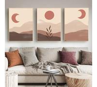 Pósteres Abstractos de Paisajes Bohemios Láminas de Montañas Mar y Bosques Pinturas Sobre Lienzo Imágenes de Arte Mural Con el Sol y Luna Decoración de Sala de Estar y Cocina-40*50cm*3PCS (sin marco)