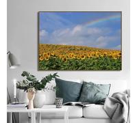 Pósteres artísticos de paisajes con girasoles al atardecer, lienzo, impresiones de pared, imágenes para la decoración del hogar de la sala de estar (50 x 70 cm), sin marco.