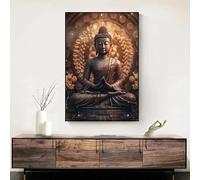 Pósteres artísticos vintage de paisajes abstractos de naturaleza, Buda, bosque, lago, lienzo, pinturas e impresiones para decoración del hogar (40 x 60 cm/sin marco)