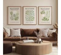 Pósteres botánicos abstractos de hojas verdes de Matisse, impresión en lienzo, arte de pared, dormitorio, estudio, sala de estar, decoración del hogar (50 x 75 cm, 3 unidades)