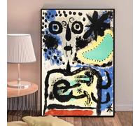 Pósteres clásicos vintage de arte surrealista moderno de Joan Miró, impresión en lienzo, decoración de pared, pintura (70x100cm/marco interno)