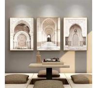 Pósteres de arquitectura árabe islámica en color beige, lienzo pintado, Marruecos, arte para puerta, lámina decorativa moderna para el hogar (70x100cmx3/sin marco)