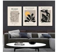 Pósteres de arte de pared bohemio con líneas geométricas abstractas de Matisse, boho, negro, impresión beige, pinturas en lienzo, interior del hogar, 50 x 70 cm, 3 piezas sin marco