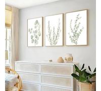 Pósteres de arte de pared de plantas verdes salvia nórdica, hojas de eucalipto minimalistas, pintura en lienzo de acuarela, impresiones, imágenes decorativas, 50 x 70 cm, 3 piezas sin marco