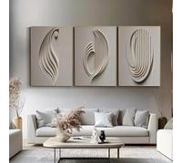 Pósteres de arte geométrico abstracto en tonos beige neutro, minimalismo moderno, estilo Wabi-sabi, pintura sobre lienzo (60x80cm - 3 piezas)