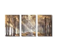 Pósteres de arte mural con impresiones de luz dorada que atraviesa los árboles, lienzo de bosque, imágenes de paisajes encantadores para sala de estar 40x50cm