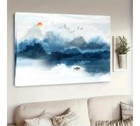 Pósteres de arte mural contemporáneos chinos con paisajes para la decoración de la sala de estar y el hogar (30x45cm/sin marco)