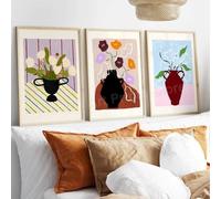 Pósteres de flores abstractas, rosas, lirios y hortensias, arte mural, lienzo, impresiones, galería de imágenes, estética, decoración de habitaciones (60 x 90 cm/marco interior)