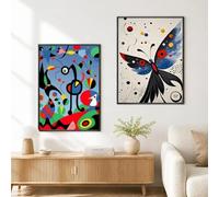 Pósteres de lienzo con pinturas surrealistas modernas de Joan Miró para la decoración de paredes de la sala de estar (70x100cm x 2/marco interno)