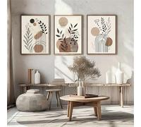 Pósteres de lienzo minimalistas modernos, estilo bohemio, con estampado de plantas y líneas abstractas, para decoración de pared de sala de estar (75 x 150 cm, sin marco)