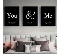 Pósteres de lienzo pintados, arte moderno en blanco y negro, póster con la palabra "Tú Me" para dormitorio, sala de estar, decoración de interiores del hogar (30x45cm-3 piezas)