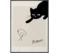 PóSteres De Pablo Picasso Gato Negro Con LíNea De PáJaro Pintura En Lienzo ExposicióN Arte De Pared Impresiones De Picasso Cuadros De Picasso Decoracion Para El Hogar Sin Marco 40×60cm