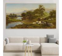 Pósteres de pintura en lienzo del siglo XIX, impresiones de paisajes rurales, arte mural, artículos de decoración del hogar, ilustraciones para sala de estar y dormitorio (80 x 160 cm)
