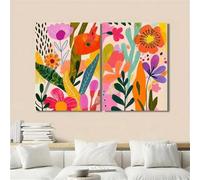 Pósteres decorativos de arte mural con motivos florales, botánicos, abstractos, en tonos morados y rojos, acuarelas, lienzos impresos y pinturas de moda para sala de estar (70x100cmx2/Sin marco)