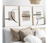 Pósteres e impresiones abstractos de líneas negras y beige con bloques de color, arte de pared minimalista, pintura en lienzo, impresión nórdica, imágenes decorativas, 30 x 40 cm (marco interior)