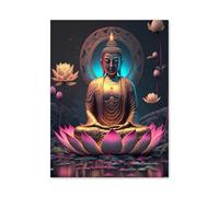 Pósteres e impresiones clásicos retro de Buda sentado en el loto, arte abstracto para pared, pintura en lienzo para decoración del hogar, 40 x 60 cm, sin marco