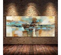 Pósteres e impresiones Cuadro sobre lienzo para pared Graffiti moderno Pósteres amarillos dorados Cuadros de arte de pared para decoración para sala de estar 60x180cm Sin marco