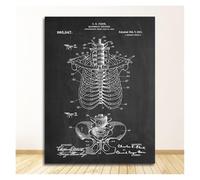 Pósteres e impresiones cuadros de pared for sala estar anatomía esqueleto patente Vintage póster arte lienzo impreso pintura Nórdica(0491XX09,60x80cm No Frame)
