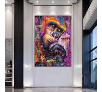 Pósteres e impresiones de animales con grafitis de monos y orangutanes coloridos, lienzo, arte de pared, imágenes para decoración del hogar de la habitación de los niños (60 x 80 cm, sin marco)