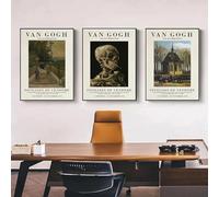 Pósteres e impresiones de arte de exposición vintage de paisaje de Van Gogh, pintura en lienzo, arte de pared, impresiones, imagen para decoración del hogar, 30 x 50 cm, 3 unidades, sin marco
