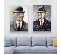 Pósteres e impresiones de grafitis de Son of Man pinturas en lienzo de arte pop arte callejero para decoración del hogar cuadro famoso de René Magritte 40 x 60 cm marco interior