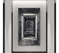 Pósteres e impresiones de imágenes retro abstractas geométricas espaciales, pinturas en lienzo, arte visual, pared, pasillo infinito, decoración del hogar (70 x 120 cm/marco interior)