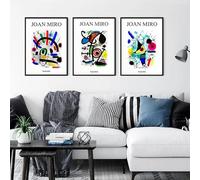 Pósteres e impresiones de la exposición de arte de Joan Miró, lienzo vintage, pintura abstracta, decoración para sala de estar y hogar (60 x 80 cm, 3 piezas sin marco)