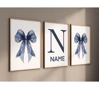 Pósteres e impresiones de lazos marinos, arte infantil: lienzo personalizado, impresión con nombre de bebé, arte de pared para sala de estar, decoración del hogar (80 x 120 cm x 3 cm/marco interior)