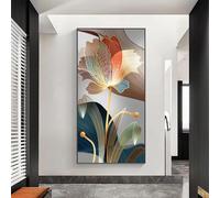 Pósteres e impresiones de líneas doradas de lujo nórdico, arte de pared, cuadro moderno abstracto de flores, lienzo para decoración del hogar, 30 x 60 cm (12 x 24 pulgadas), sin marco