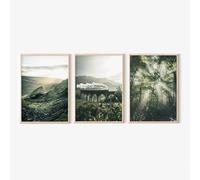 Pósteres e impresiones de naturaleza con arte de pared verde oscuro, fotografías de viaductos, pinturas bohemias en lienzo para decoración del hogar, 50 x 70 cm x 3, sin marco.