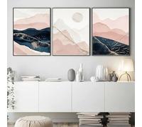 Pósteres e impresiones de paisaje abstracto rosa, acuarela, lienzo, cuadros de pared nórdicos para decoración del hogar y la sala de estar (30 x 40 cm, 3 unidades)