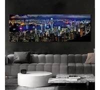 Pósteres e impresiones de paisajes de gran tamaño, arte de pared moderno, pintura en lienzo, escena nocturna de ciudad para sala de estar, imágenes decorativas, 20 x 60 cm, sin marco