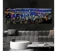 Pósteres e impresiones de paisajes inspiradores de gran tamaño, lienzo para pared, pintura de escena nocturna de ciudad, imágenes decorativas para dormitorio (20 x 60 cm, sin marco)