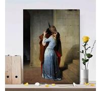 Pósteres e impresiones del pintor italiano Francesco Hayez Kiss-Il Bacio, lienzos para pared, decoración del hogar, sala de estar, dormitorio (60x70 cm, marco interior)