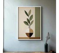 Pósteres e impresiones minimalistas de plantas de interior, estilo bohemio zen, con hojas verdes neutras, para decoración de pared de sala de estar (80 x 120 cm, sin marco).
