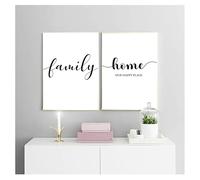 Pósteres e impresiones nórdicos, lienzo, arte de pared, póster de amor, láminas decorativas, una línea, familia, hogar, carta, dormitorio (60 x 90 cm, 2 unidades)