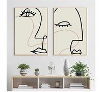 Pósteres e impresiones retro abstractos con curvas de rostro humano, lienzo minimalista nórdico, arte de pared, imágenes para decoración del hogar (50 x 70 cm, 2 unidades)