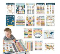 Pósteres En Inglés Para El Aula - 16 Gráficos Educativos Para Pared | Juego De Carteles De Aprendizaje Preescolar Para Niños, Herramienta De Enseñanza Para La Escuela En El Hogar, Recursos De Aprendiz