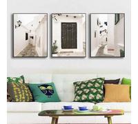 Pósteres famosos de ciudades costeras, playas, islas, arquitectura, impresiones artísticas, lienzo, arte de pared, imagen para sala de estar, decoración del hogar (50 x 75 cm, 3 piezas/marco interior)