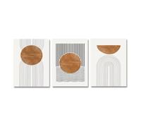 pósteres geométricos de líneas simples impresos, arte de pared nórdico, pinturas en lienzo para decoración del hogar y la sala de estar, 70 x 90 cm (28 x 35 pulgadas) x 3 con marco